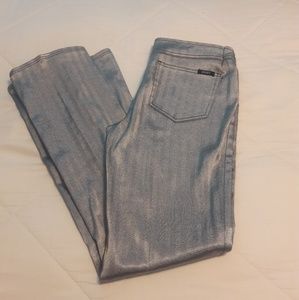 Striped silver and black pants